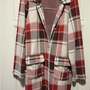 Plaid Long Coat with Pockets